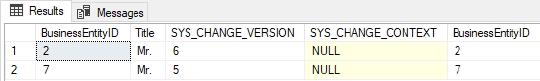 We can see any column from the Person table and any column from the change tracking tables in relation to the changes.