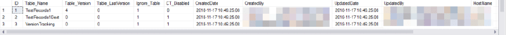 Scenario A Test 1 - Version Tracking Table